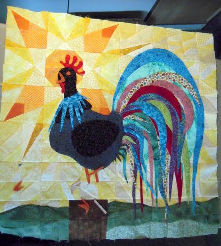 rooster quilt piecing
