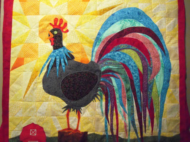 rooster quilt top