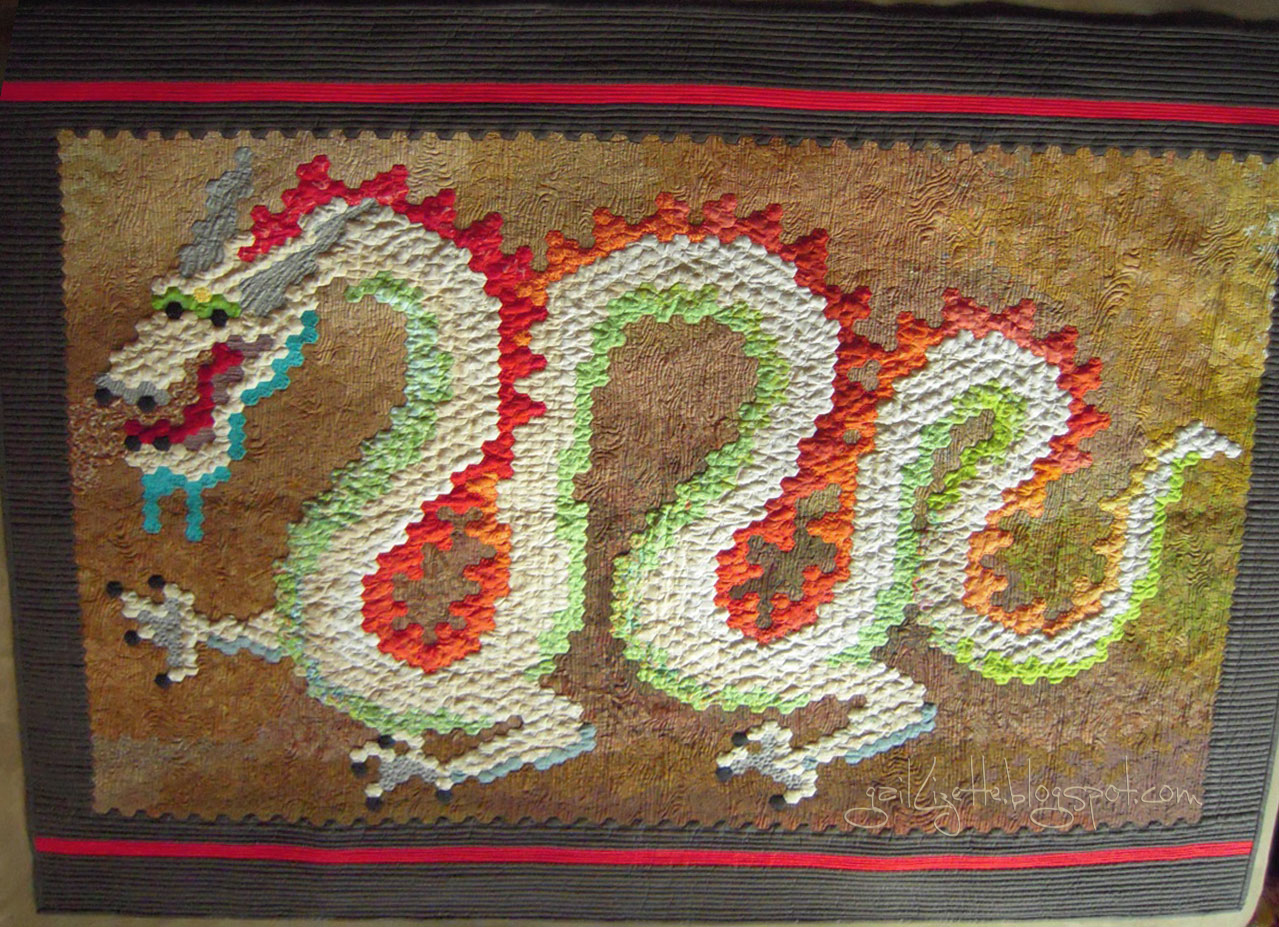 finished hexie dragon quilt