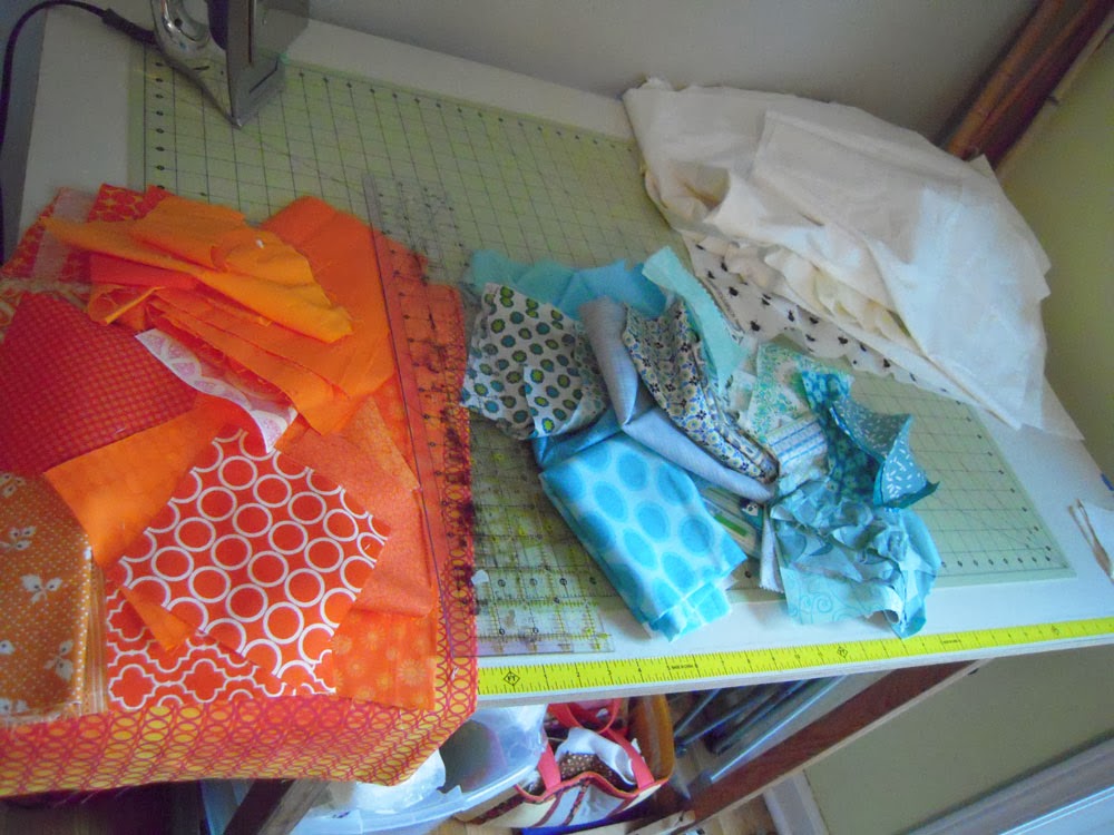 fabrics on cutting table
