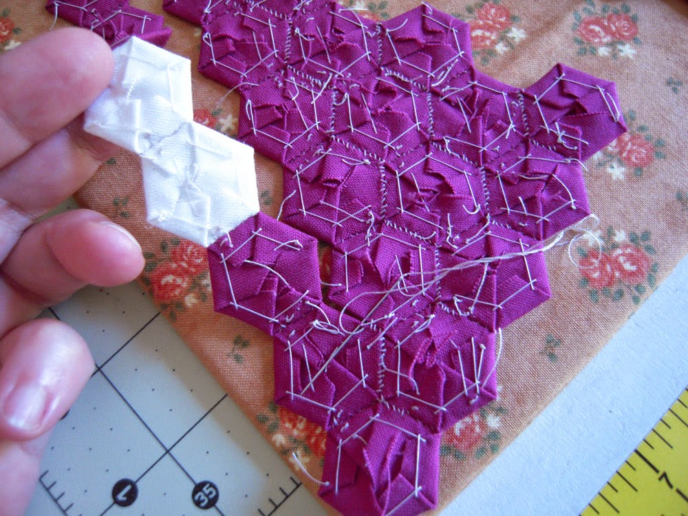 backside stitching of hexies
