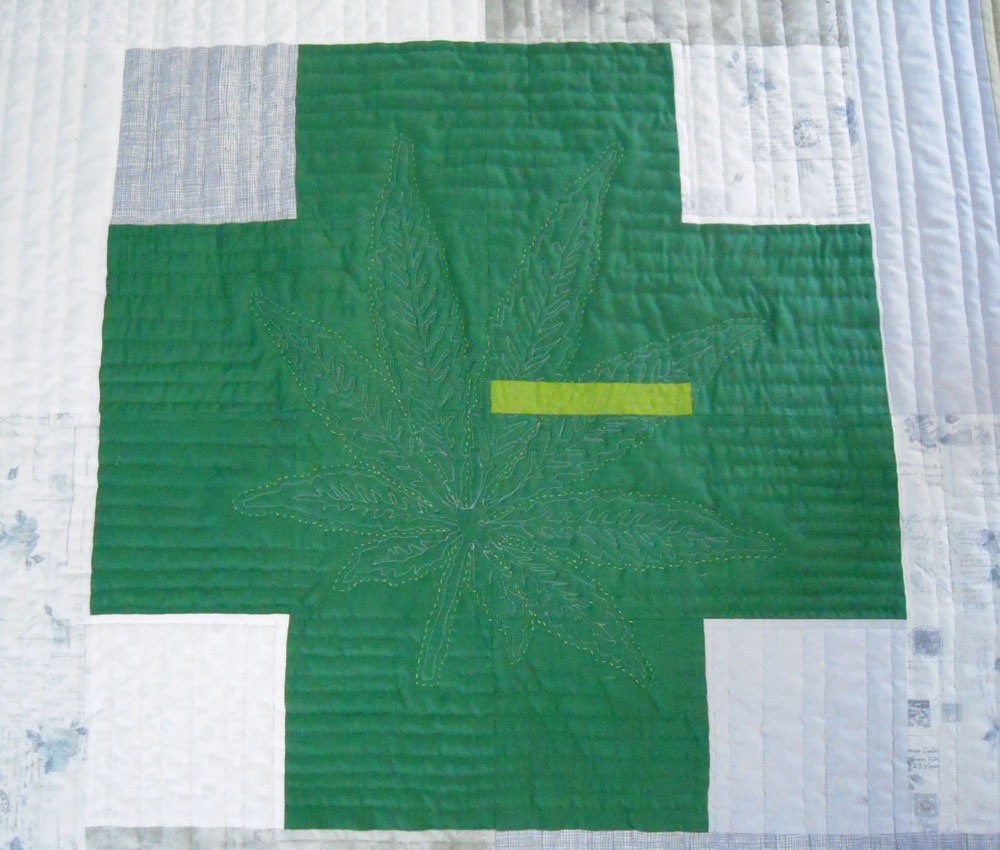 Green Cross Quilt Close Up