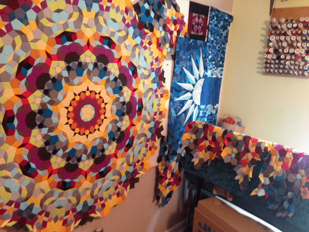 Kaleidoscope hand pieced quilt