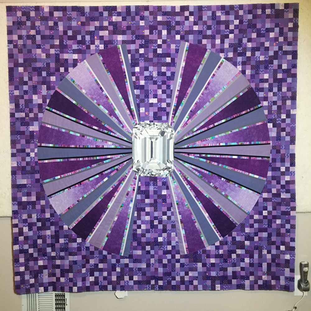 Third Eye Chakra Quilt top finisih - purple quilt with diamond center