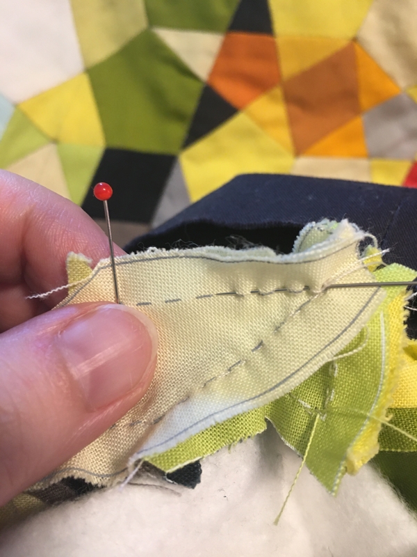 Quilt Fix: Stitching in the new pieces