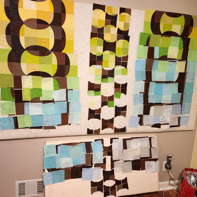 Treaded Quilt No.2 on design wall 
