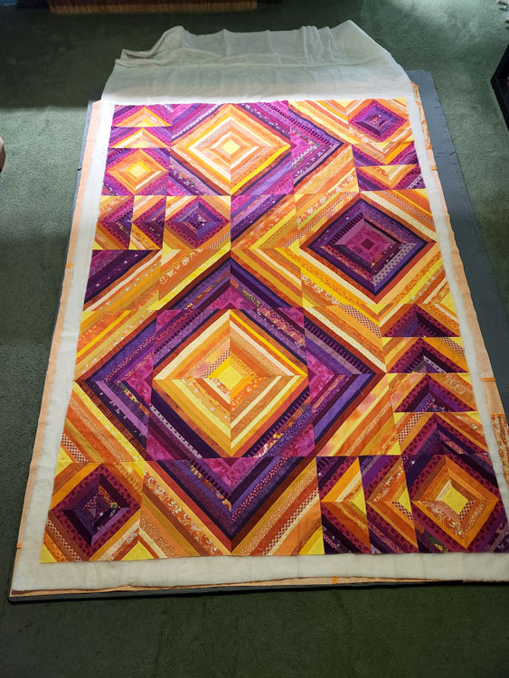 Quilt front - basting process
