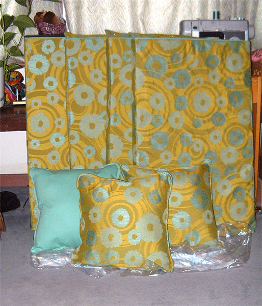 Pillows and cushions made for interior decor of yoga studio