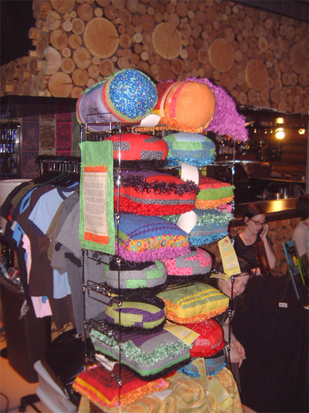 A rack of Fuzzy Pillows